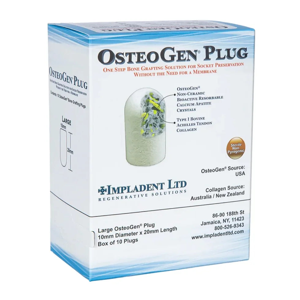 OsteoGen Bone Grafting Plug, Large (10x20mm), Pack of 10 – Implant Geek